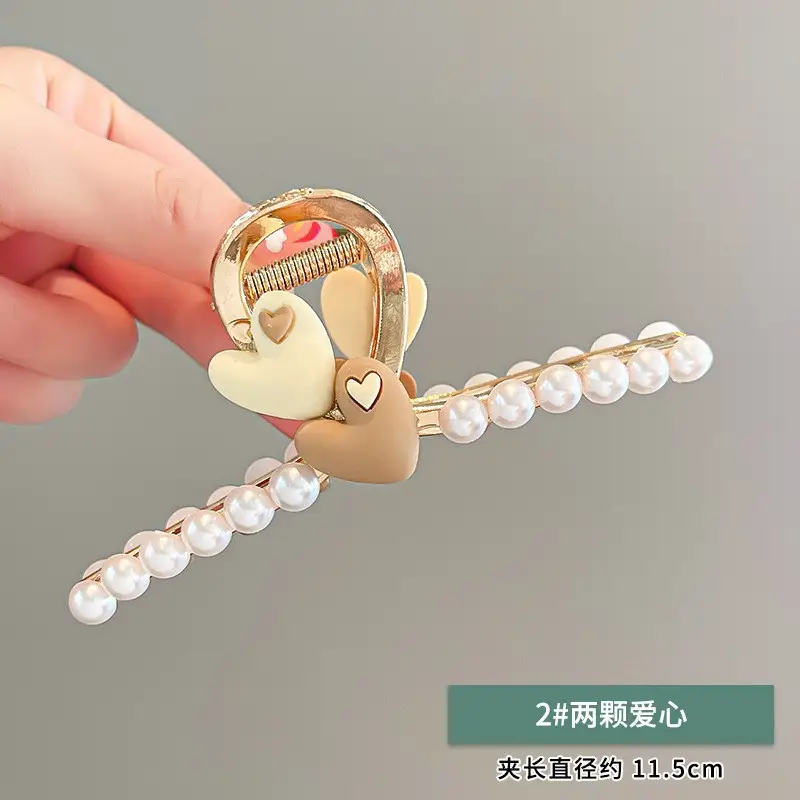 Gold Shark Hair Clip with Pearl & Crystal Detail - Image 13