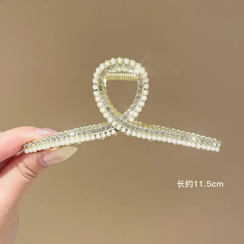 Gold Shark Hair Clip with Pearl & Crystal Detail - Image 19