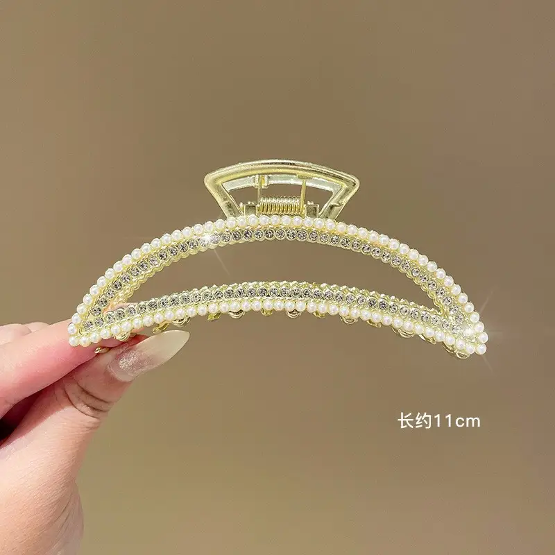 Gold Shark Hair Clip with Pearl & Crystal Detail - Image 20