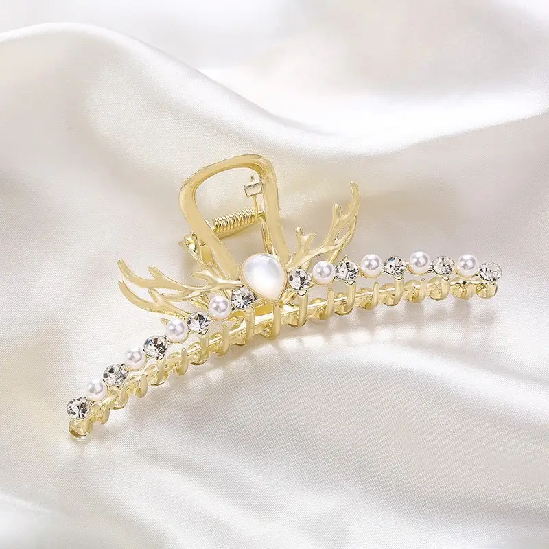 Gold Shark Hair Clip with Pearl & Crystal Detail - Image 23