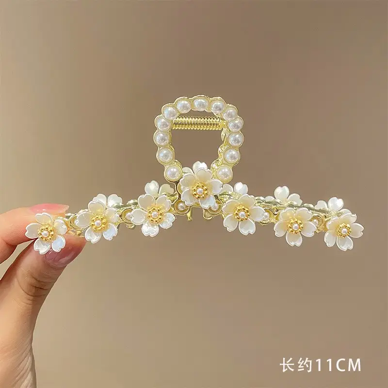 Gold Shark Hair Clip with Pearl & Crystal Detail - Image 5