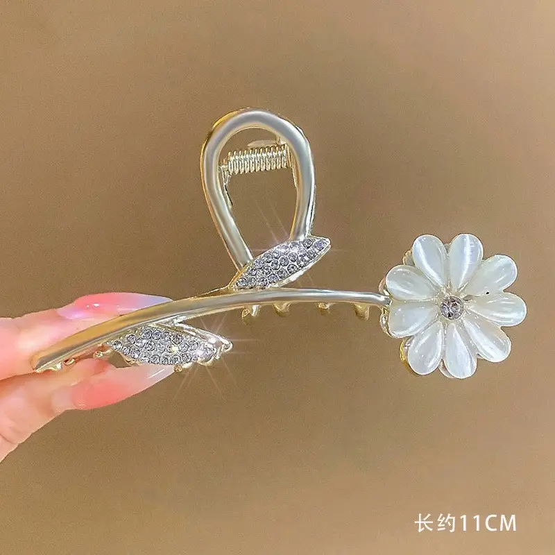 Gold Shark Hair Clip with Pearl & Crystal Detail - Image 6