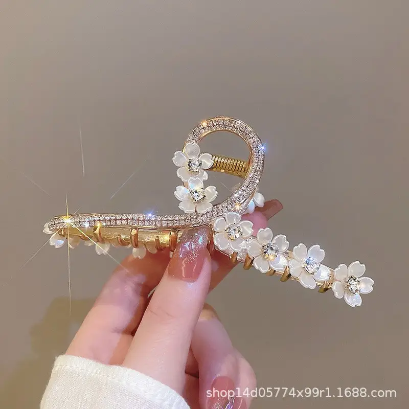 Gold Shark Hair Clip with Pearl & Crystal Detail - Image 8