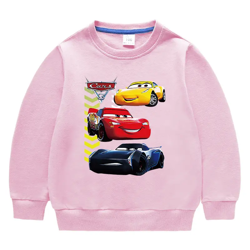 2023 Cartoon Cars Kids Sweatshirt Blue Medium - Image 2
