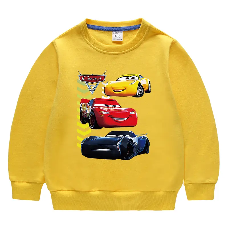 2023 Cartoon Cars Kids Sweatshirt Blue Medium - Image 3