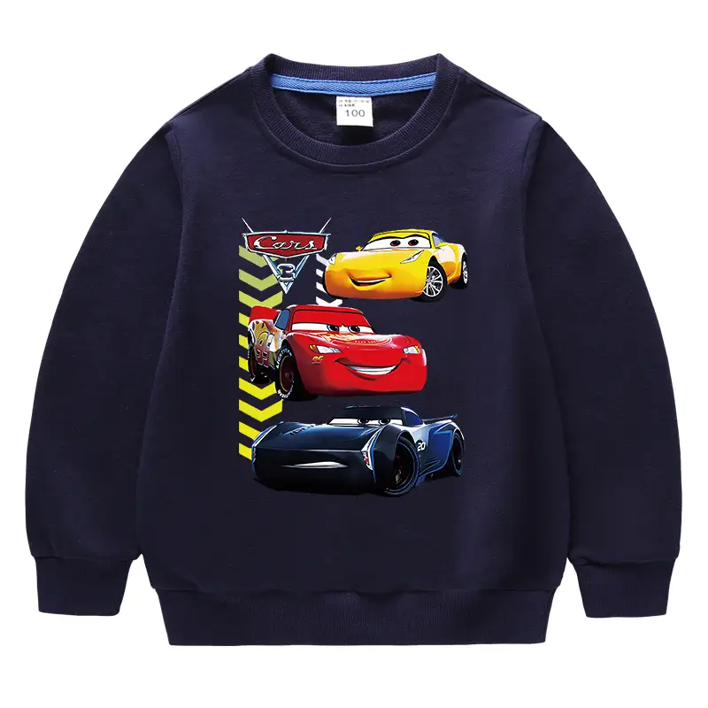 2023 Cartoon Cars Kids Sweatshirt Blue Medium - Image 8