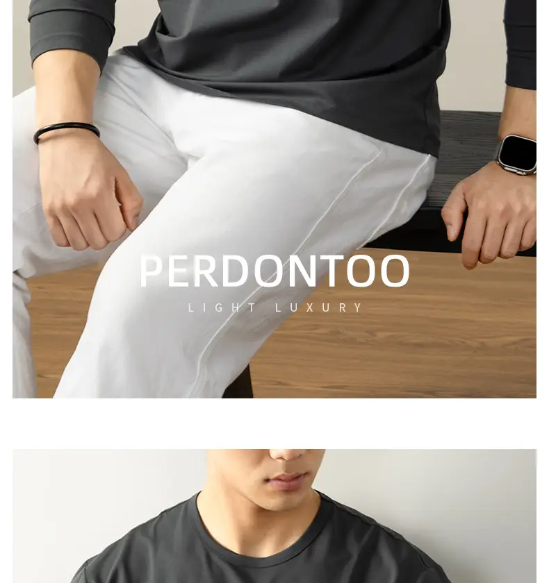 Men Long Sleeve T-Shirt White Solid Color — feature 13