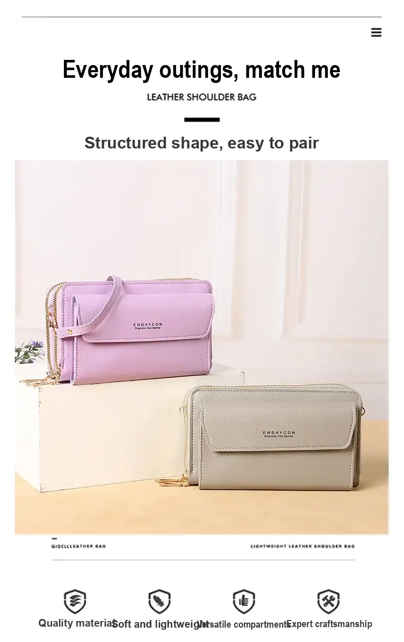Purple and grey bags with Chinese promotional text