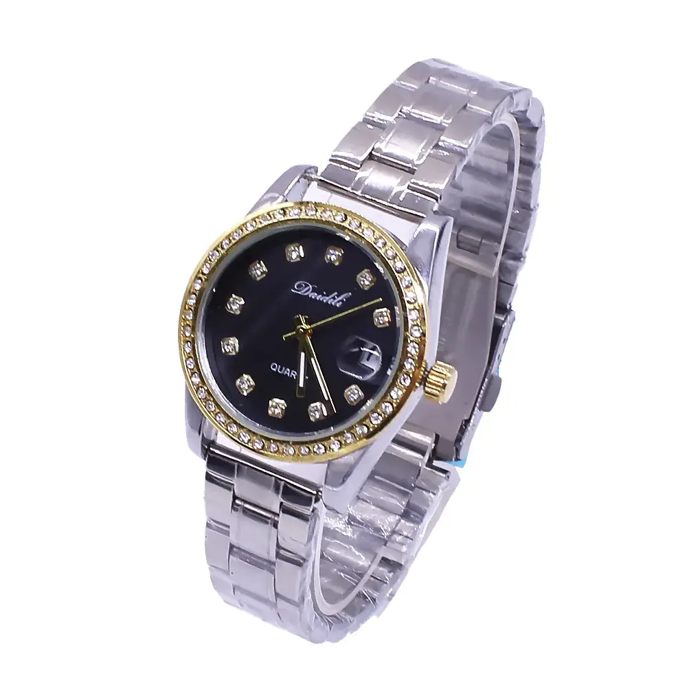 Ladies Quartz Watch Gold Dial Silver Band Waterproof - Image 5