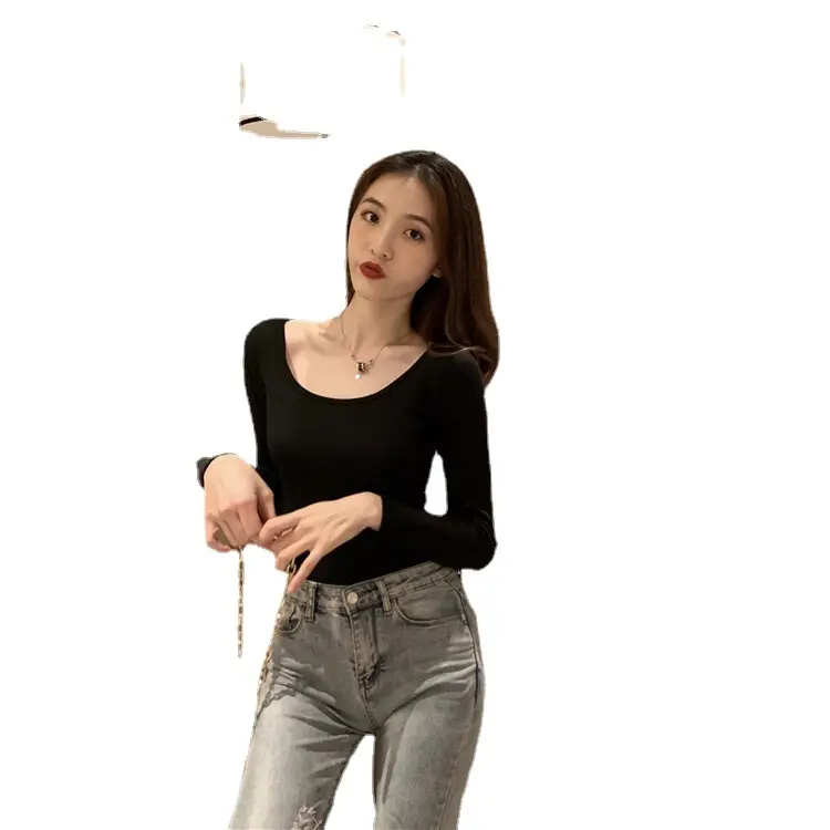Women Black Long Sleeve Round Neck Top for Women - Image 10