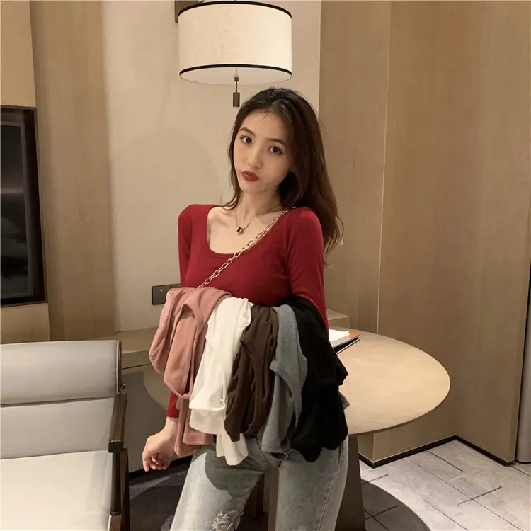 Women Black Long Sleeve Round Neck Top for Women - Image 5