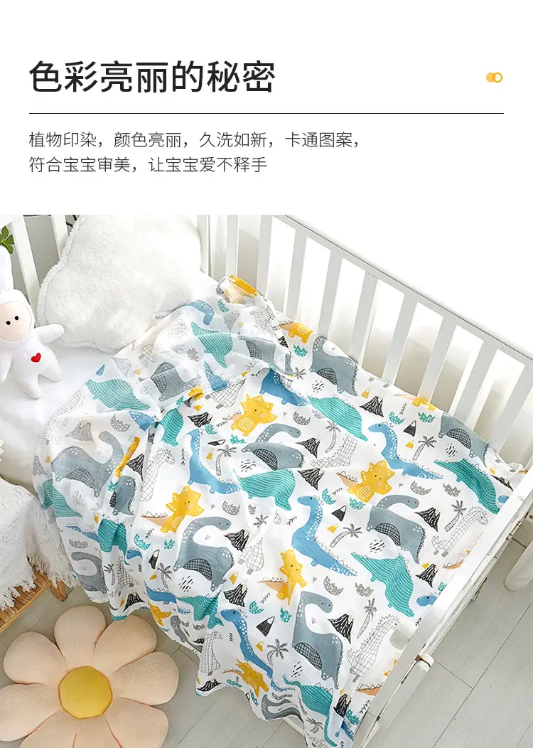 Newborn Baby Swaddle Quilt with Dinosaur Print — feature 8
