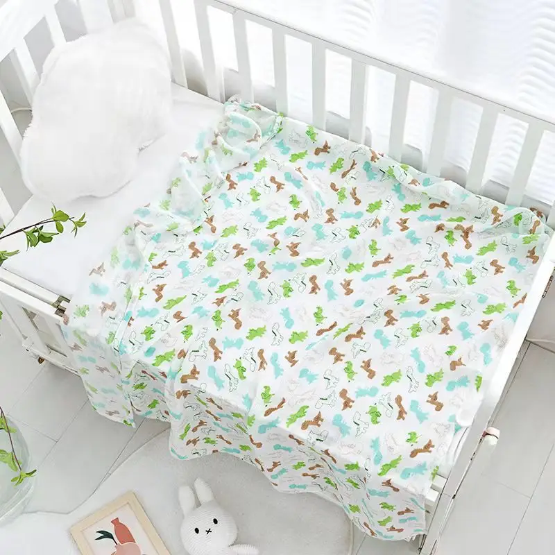 Newborn Baby Swaddle Quilt with Dinosaur Print - Image 24