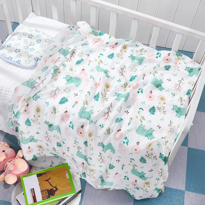 Newborn Baby Swaddle Quilt with Dinosaur Print - Image 5