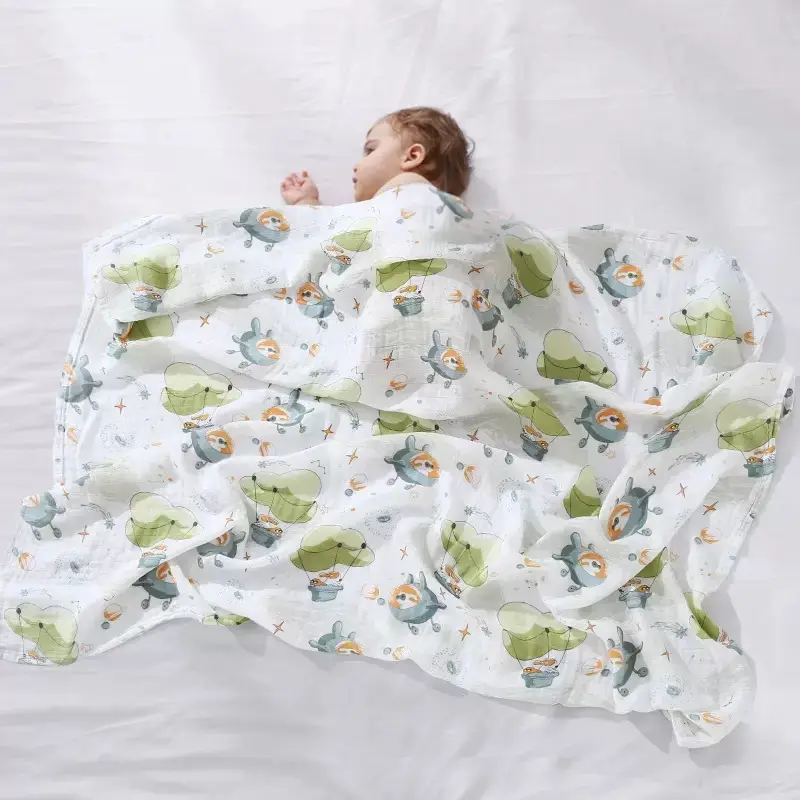 Newborn Baby Swaddle Quilt with Dinosaur Print - Image 48