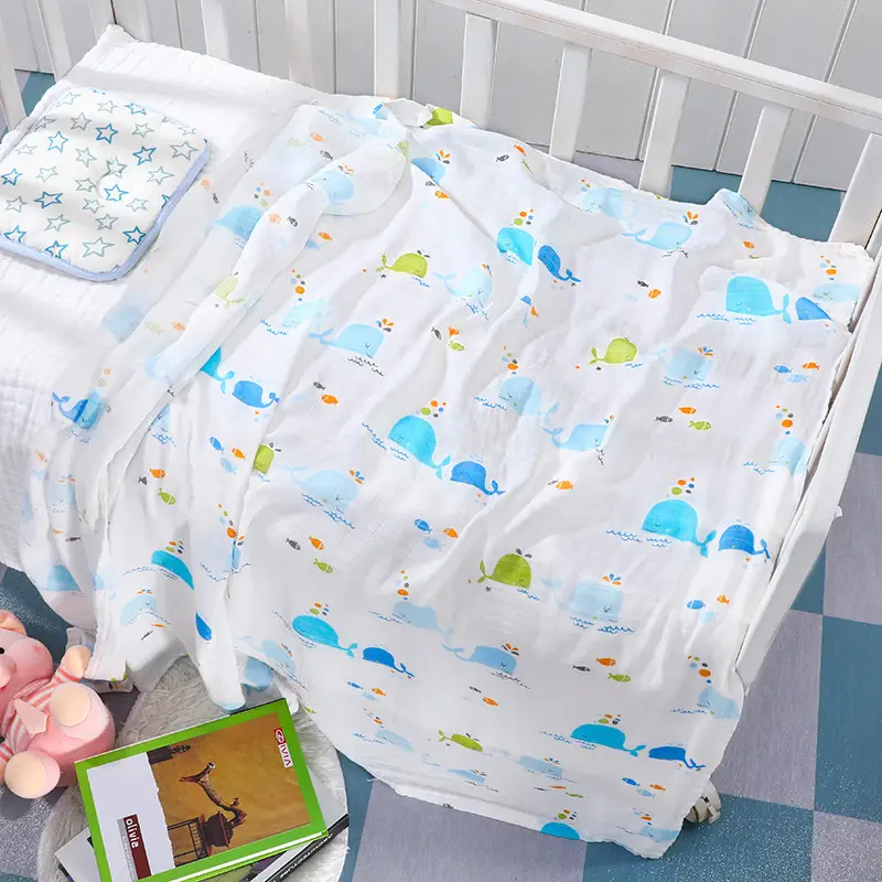 Newborn Baby Swaddle Quilt with Dinosaur Print - Image 7