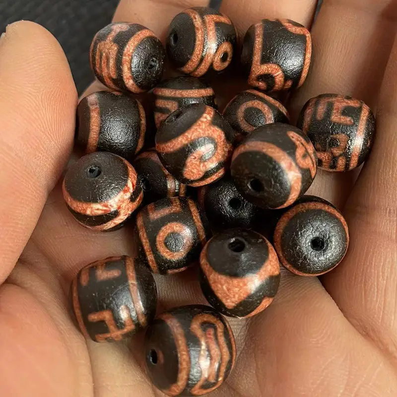 Xizang Beads Natural Agate 14x15mm Orange Meat Design - Image 4