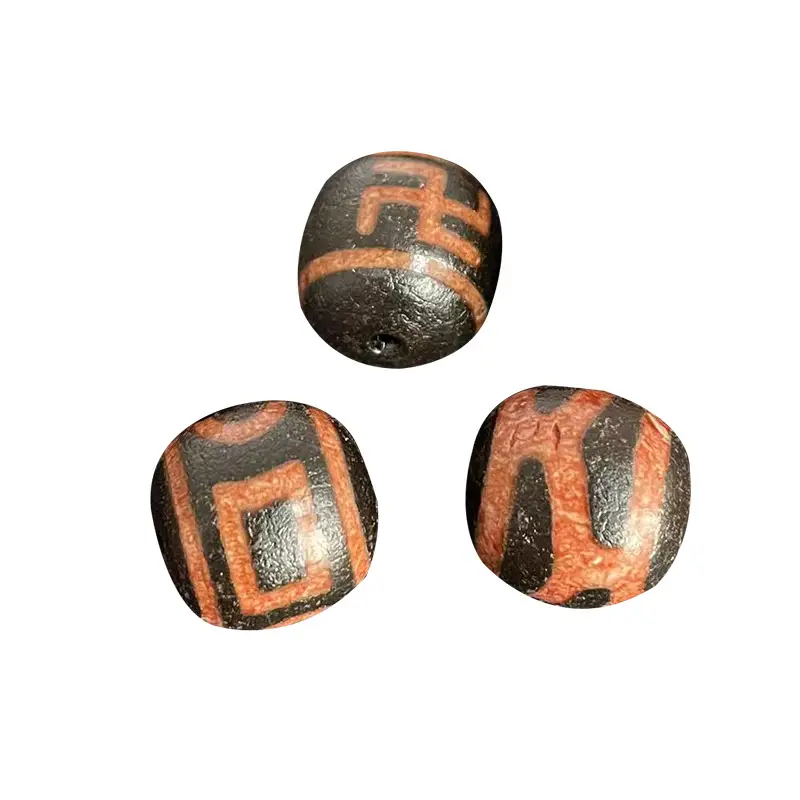 Xizang Beads Natural Agate 14x15mm Orange Meat Design - Image 5