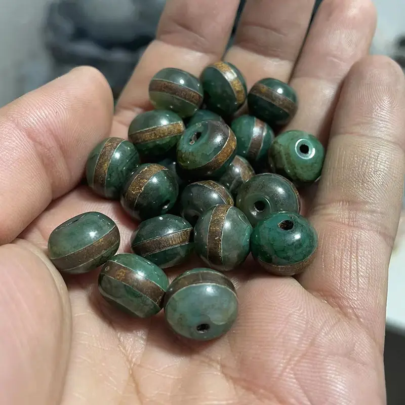 Tianzhu Bodhi Green Ate beads 10x14mm high gloss