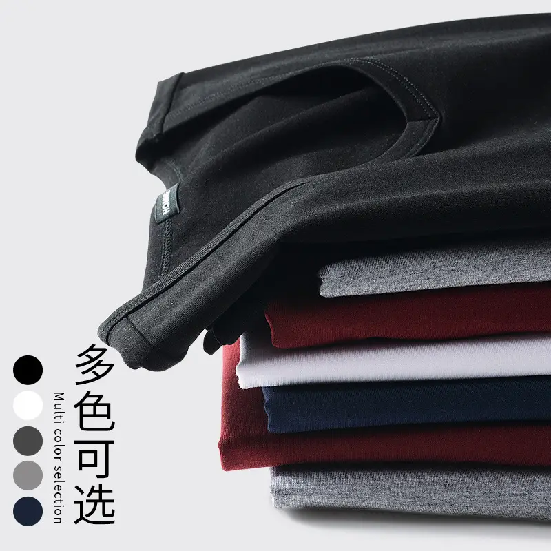 Men V-neck Long Sleeve T-Shirt Grey Korean Style