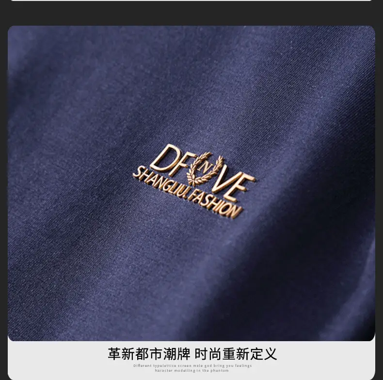 Men V-neck Long Sleeve T-Shirt Grey Korean Style — feature 12