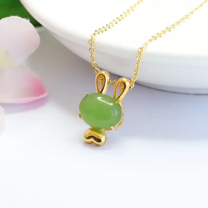 Guan Yu Jade Rabbit Necklace S925 Gold — feature 5