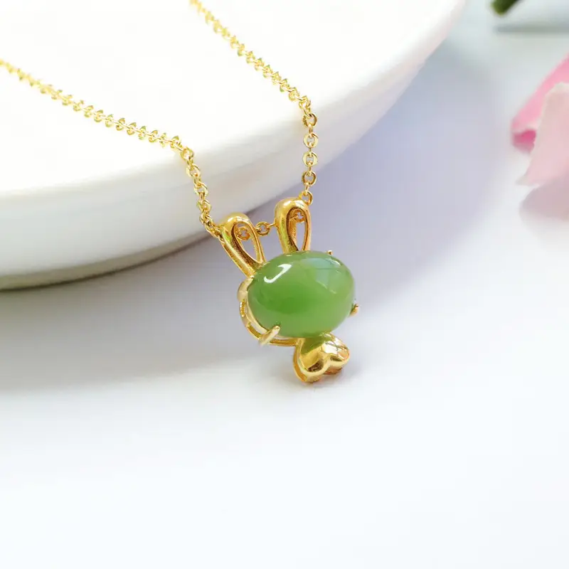 Guan Yu Jade Rabbit Necklace S925 Gold - Image 4