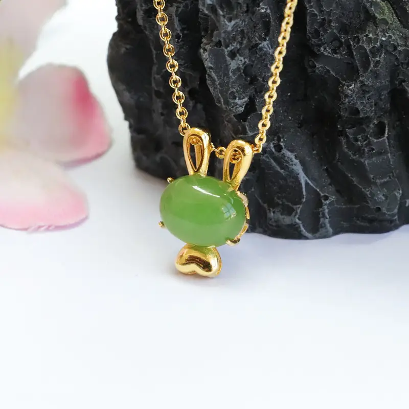 Guan Yu Jade Rabbit Necklace S925 Gold - Image 5