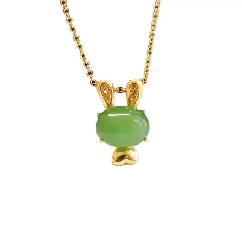 Guan Yu Jade Rabbit Necklace S925 Gold - Image 6