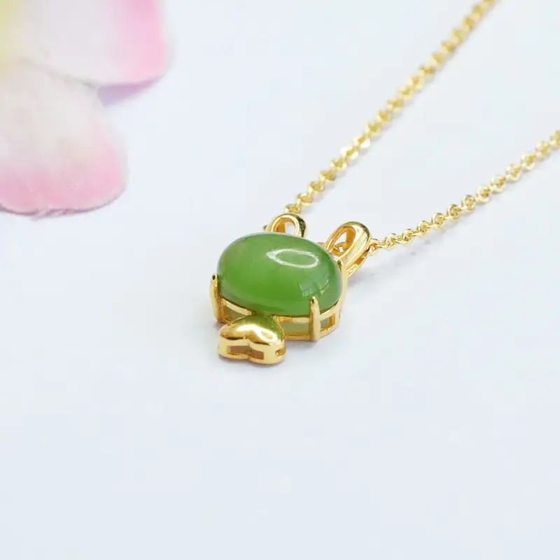 Guan Yu Jade Rabbit Necklace S925 Gold — feature 8