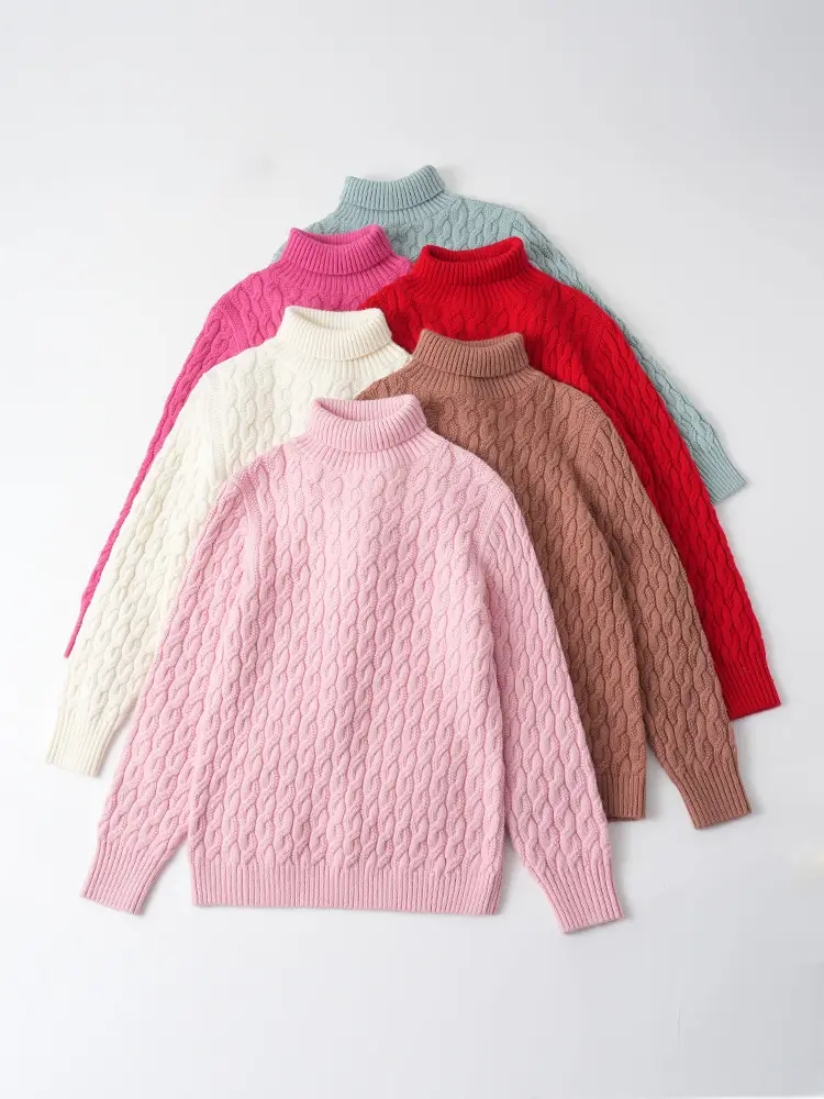 2025 Winter Kids Knit Turtleneck Pullover Medium Large - Image 11