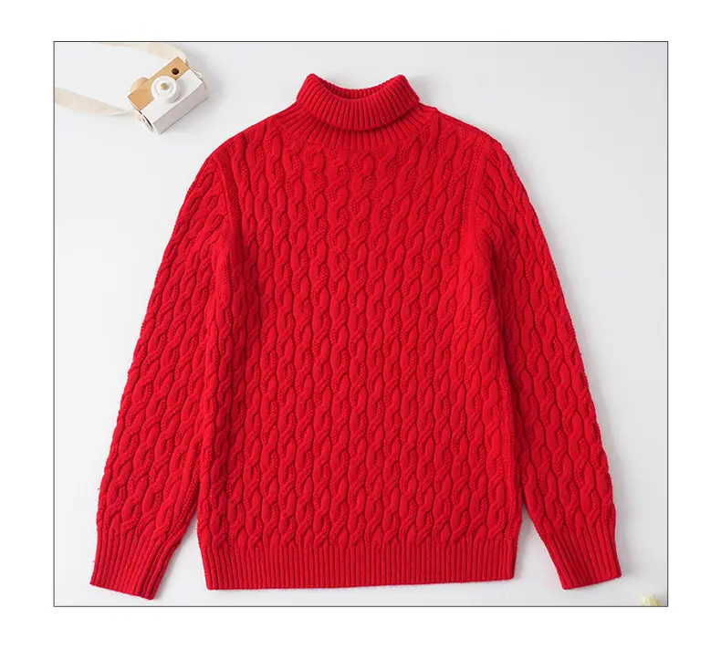 2025 Winter Kids Knit Turtleneck Pullover Medium Large — feature 6