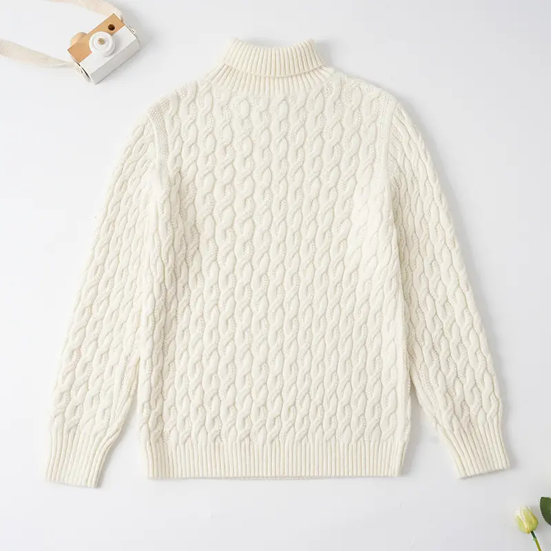 2025 Winter Kids Knit Turtleneck Pullover Medium Large - Image 2