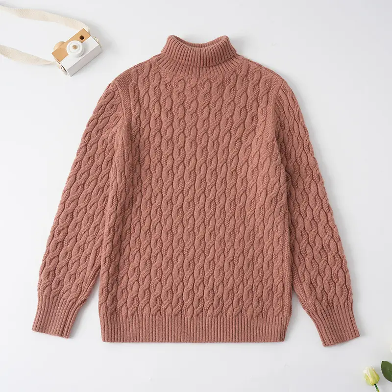 2025 Winter Kids Knit Turtleneck Pullover Medium Large - Image 3