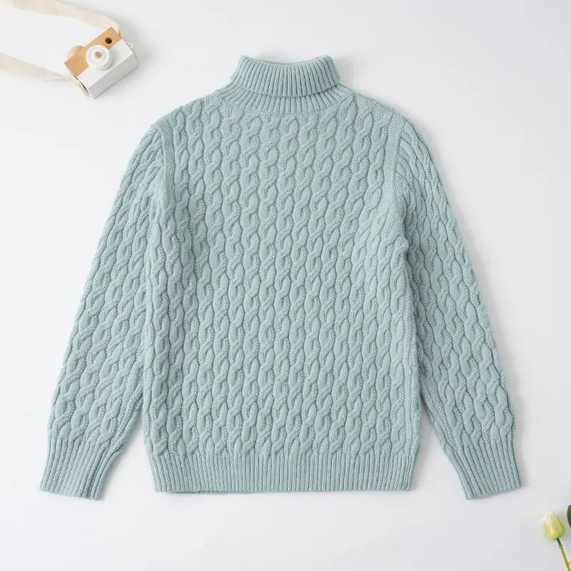 2025 Winter Kids Knit Turtleneck Pullover Medium Large - Image 6