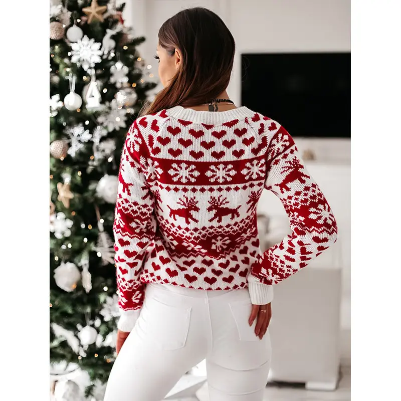 2022 Red White Knitted Women's Christmas Sweater Set — feature 16