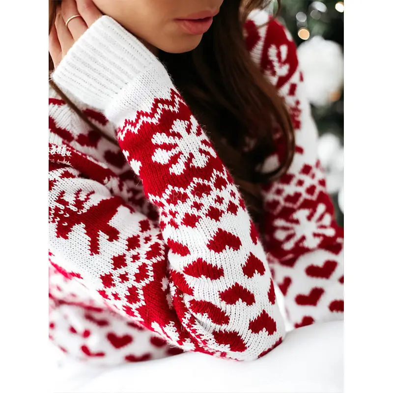 2022 Red White Knitted Women's Christmas Sweater Set — feature 20