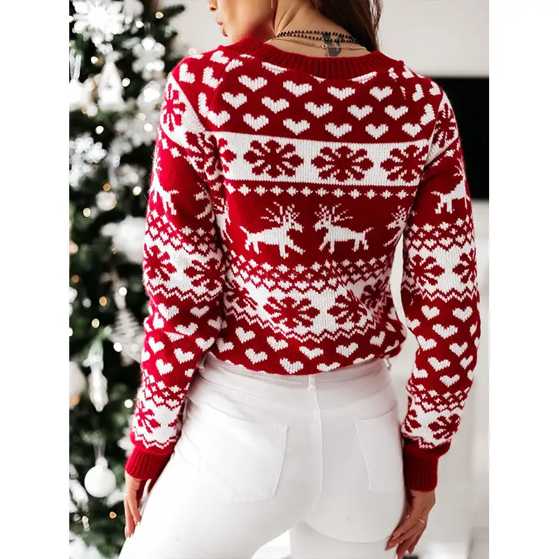 2022 Red White Knitted Women's Christmas Sweater Set — feature 26