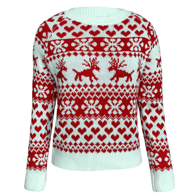 2022 Red White Knitted Women's Christmas Sweater Set — feature 3