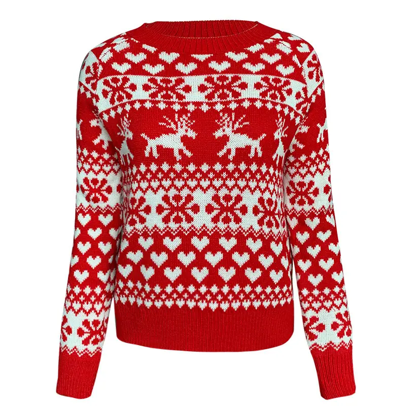 2022 Red White Knitted Women's Christmas Sweater Set — feature 5