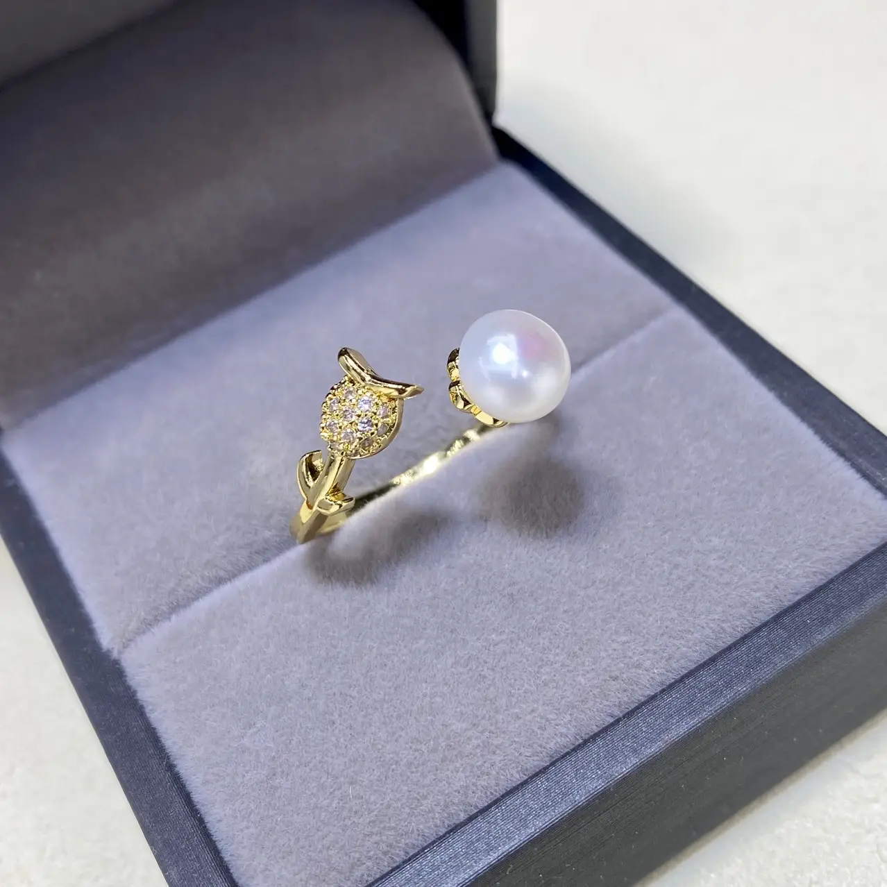 Welfare Pearl Rose Ring with Gold Plated Design - Image 3