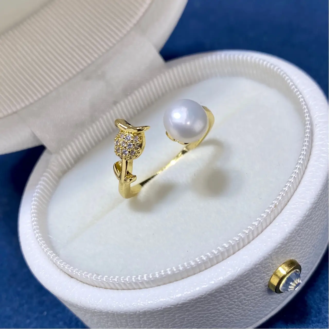 Welfare Pearl Rose Ring with Gold Plated Design - Image 4