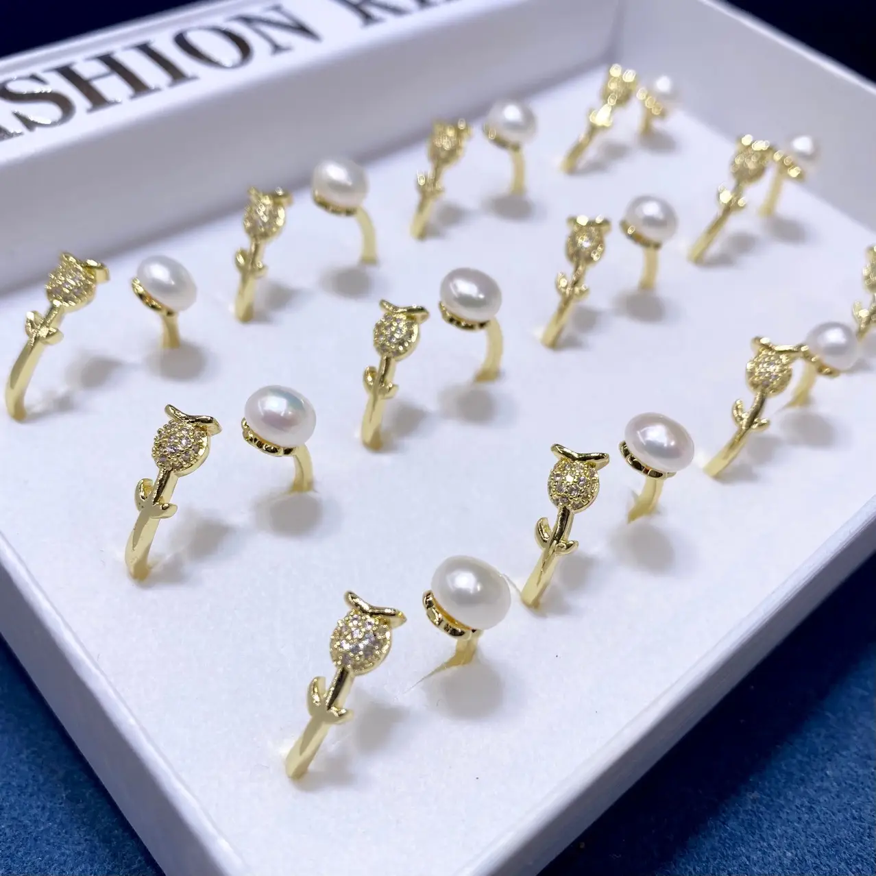 Welfare Pearl Rose Ring with Gold Plated Design - Image 5