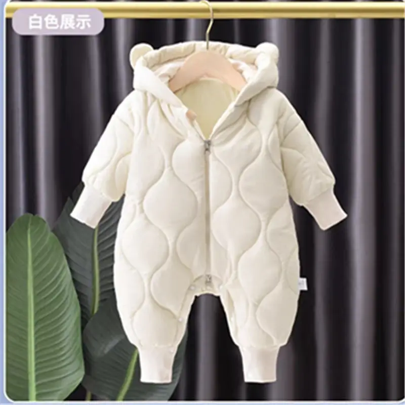 Baby Hooded Cotton Padded Romper Blue Winter - Image 6