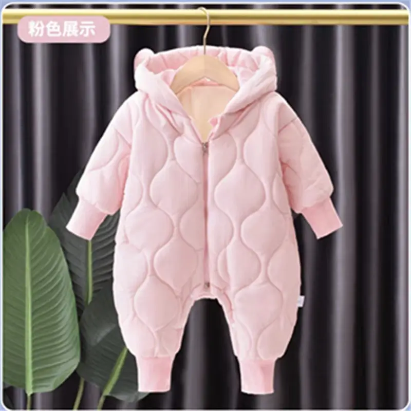 Baby Hooded Cotton Padded Romper Blue Winter - Image 7