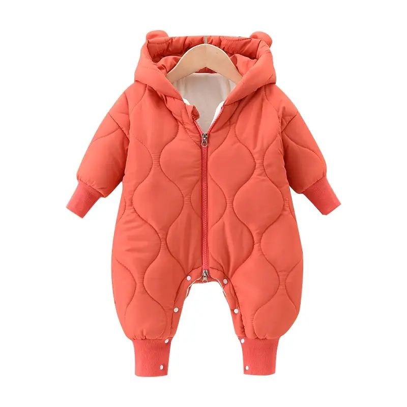 Baby Hooded Cotton Padded Romper Blue Winter - Image 8