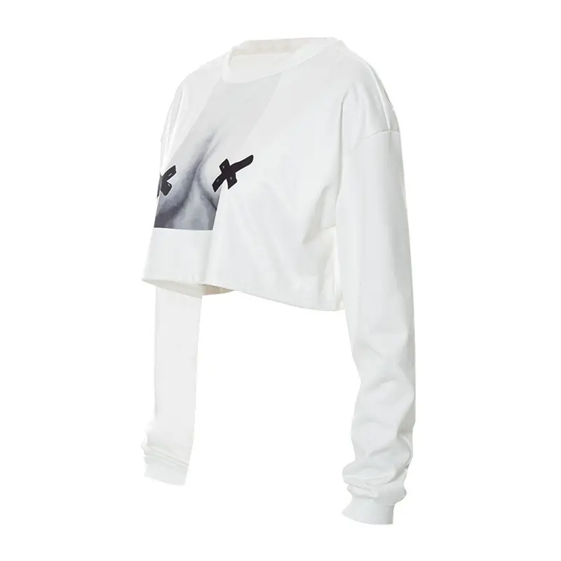 Women Abstract Printed Long Sleeve T-Shirt White 2022 — feature 46