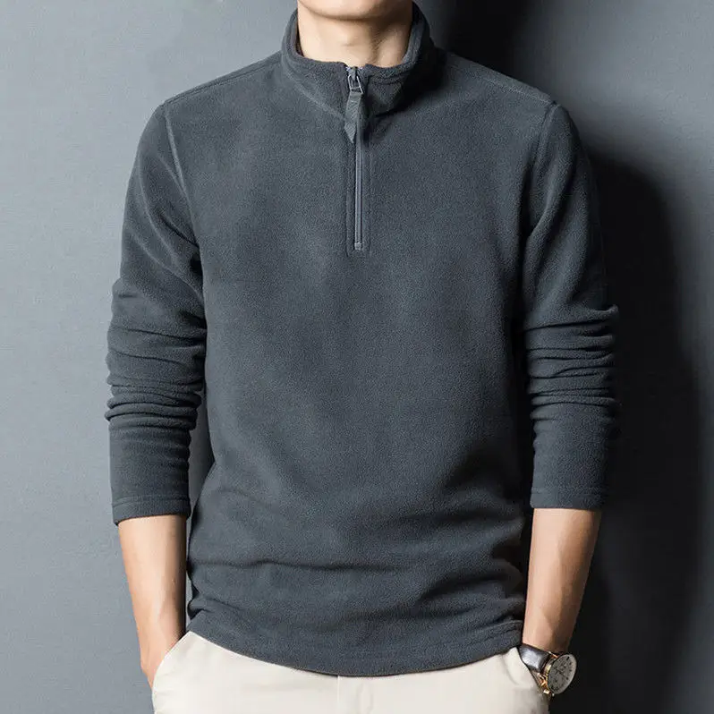 Men Velvet Turtleneck Sweatshirt Winter Warm Maroon - Image 7