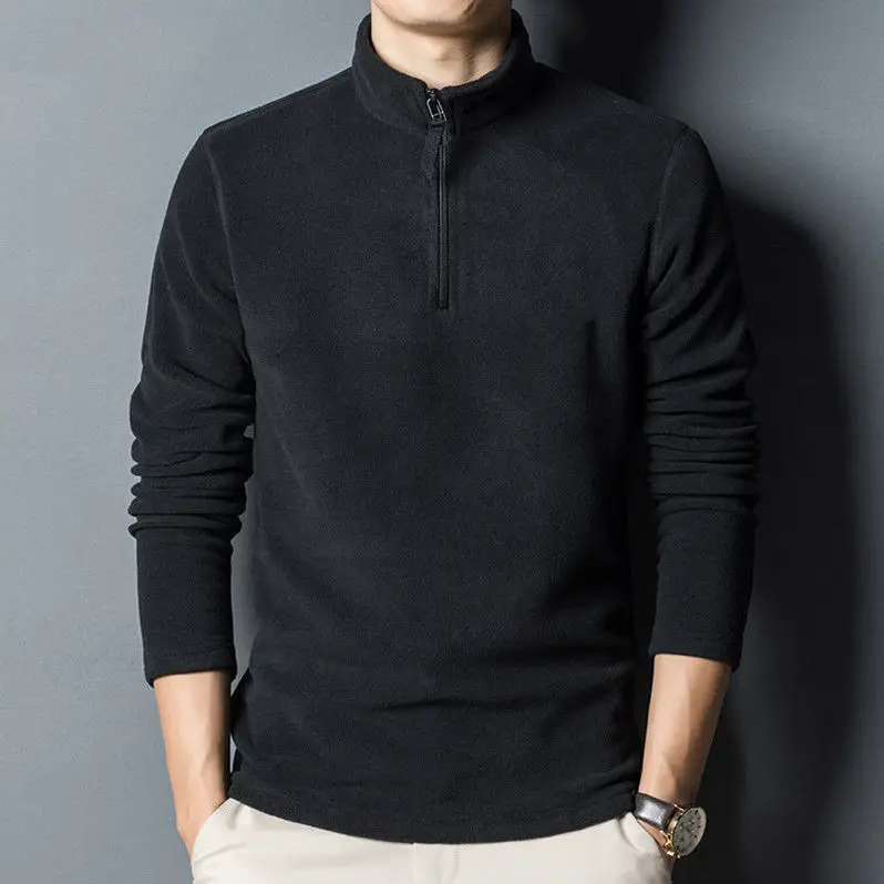 Men Velvet Turtleneck Sweatshirt Winter Warm Maroon - Image 3