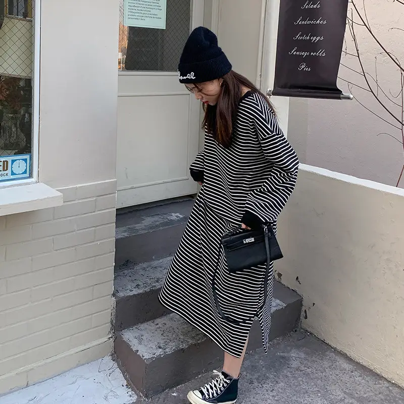 Hong Kong Style Fleece Striped Sweater Skirt Large - Image 4